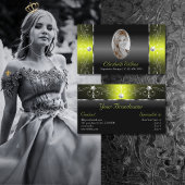 写真スタイリッシュ付き黒い黄色の四角い宝石 名刺