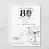写真スタイリッシュ付き80歳の誕生日パーティー 招待状 (正面)