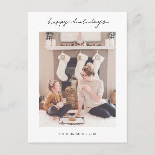 写真スタイリッシュ付パーソナライズされたき休日はがき シーズンポストカード (正面)