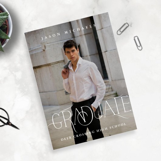 写真スタイリッシュ卒業式 招待状