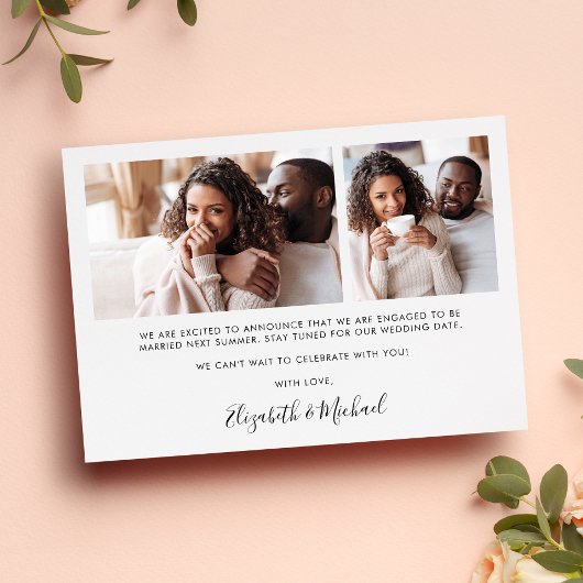 写真スタイリッシュ婚約後の楽しい時間 案内状