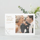 写真スタイリッシュ結エレガント婚日付の保存 招待状 (スタンド正面)