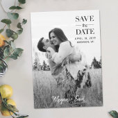 写真スタイリッシュ結モダン婚日付磁石を保存 マグネット招待状