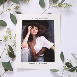 写真スタイリッシュ結婚式の日付の保存招待状 ポストカード