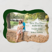 写真スタイリッシュ結婚式の日付カードの保存 セーブザデート (正面/裏面)