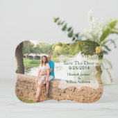 写真スタイリッシュ結婚式の日付カードの保存 セーブザデート (スタンド正面)