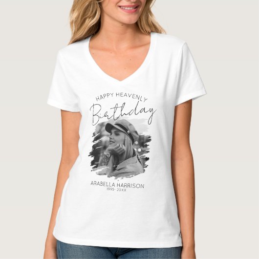 写真スタイリッシュ誕生日メモリアルTシャツ Tシャツ (正面)