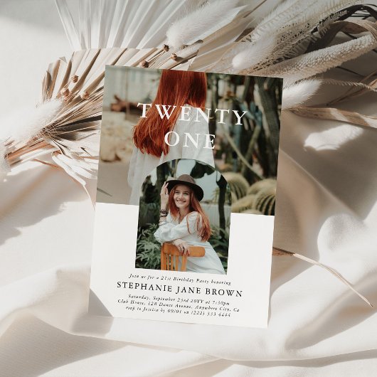 写真スタイリッシュ21ミニマル歳21歳の誕生日 招待状