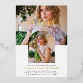 写真スタイリッシュ30ミニマル歳の誕生日 箔招待状 (正面)