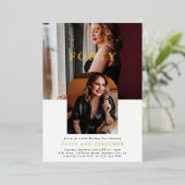 写真スタイリッシュ40歳の誕生日 箔招待状 (立ち正面)