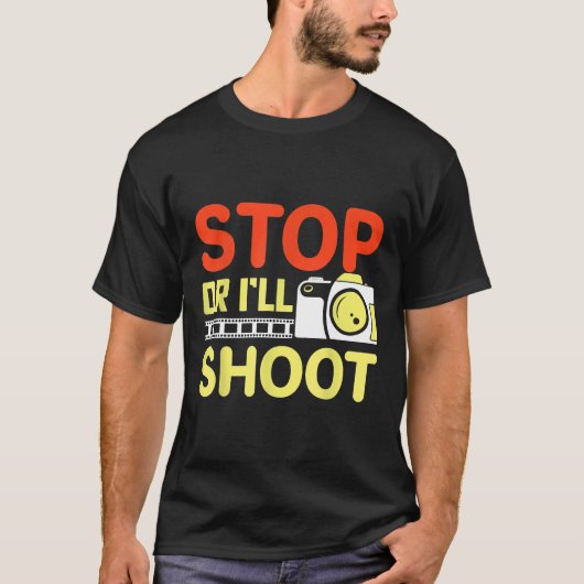 写真ストップ写真家を撮るおもしろいか Tシャツ (正面)