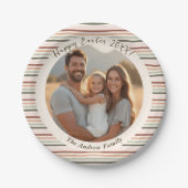 写真ストライプのと名前のBoho Easter ペーパープレート (正面)