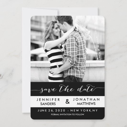 写真ストライプ数 | 日付モダンカードの保存 セーブザデート (正面)