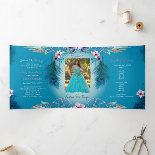 写真スペインのターコイズドリーム捕手キンセアニェラ 三つ折り招待状 (内部)