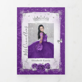 写真スペインの紫と銀キンセアニェラ 三つ折り招待状