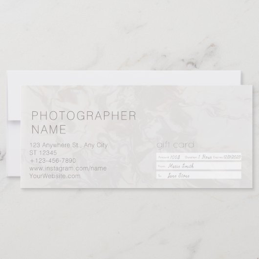 写真セッションギフトカード，写真証明書 (裏面)