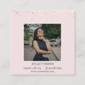 写真ソーシャルメディア |赤面ピンクグリッター | QRコード スクエア名刺 (正面)