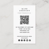 写真ソーシャルメディモダンアQRコード 名刺 (裏面)