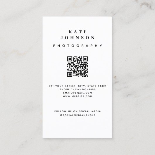 写真ソーシャルメディモダンアQRコード 名刺 (裏面)