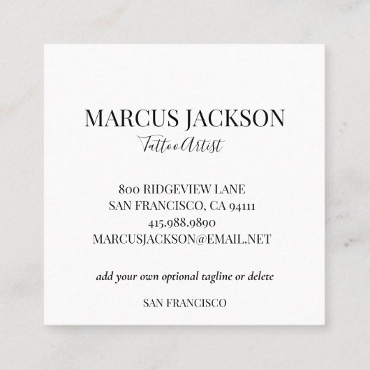 写真タトゥーアーティスト スクエア名刺 (裏面)
