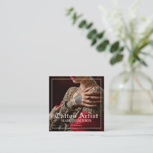 写真タトゥーアーティスト スクエア名刺 (スタンド正面)