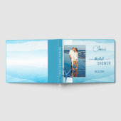 写真ターコイズ水彩ブライダルシャワー ゲストブック (全面)