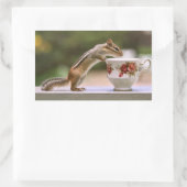 写真チプムンクと中国ティーカップ 長方形シール (バッグ)