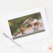 写真チプムンクと中国ティーカップ 長方形シール (封筒)