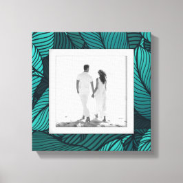 写真ティール（緑がかった色）葉 キャンバスプリント