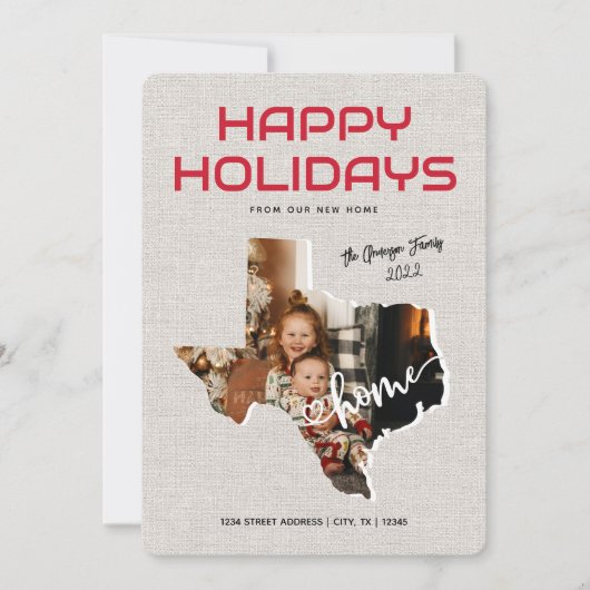 写真テキサス州感動のお知らせハッピーホリデー シーズンカード (正面)