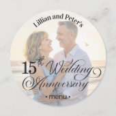 写真テキストオーバーレイを追加 15周年結婚記念日 メニュー (正面)