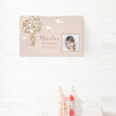 写真テディベア風船ベビーシャワーパーソナライズされた 横断幕 (インサイチュ)