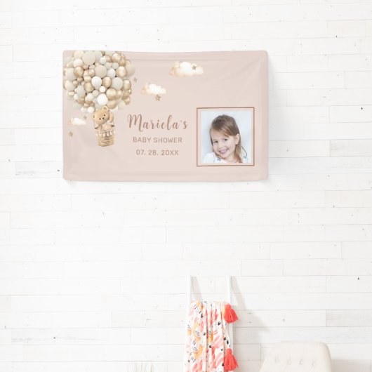 写真テディベア風船ベビーシャワーパーソナライズされた 横断幕 (インサイチュ)