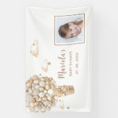 写真テディベア風船ベビーシャワーパーソナライズされた 横断幕 (縦)