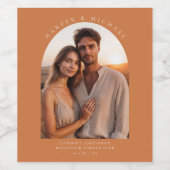 写真テラコッタパーソナライズされた結婚アーチ ワインラベル (シングルラベル)