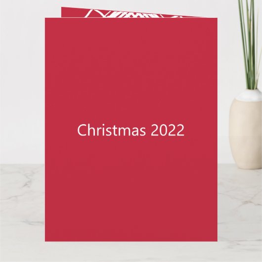 写真テンプレートから家族の名前レッドクリスマス カード (裏面)