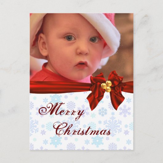 写真テンプレートのクリスマスの弓郵便はがき シーズンポストカード (正面)