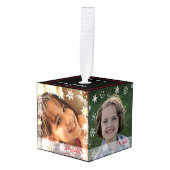 写真テンプレートの冬のテーマ キューブオーナメント (正面アングル)