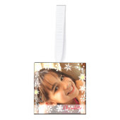 写真テンプレートの冬のテーマ キューブオーナメント (正面)