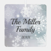 写真テンプレートの名前と年のクリスマスツリー メタルオーナメント (裏面)