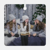 写真テンプレートの名前と年のクリスマスツリー メタルオーナメント (正面)