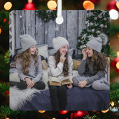 写真テンプレートの名前と年のクリスマスツリー メタルオーナメント