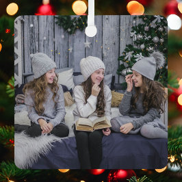 写真テンプレートの名前と年のクリスマスツリー メタルオーナメント