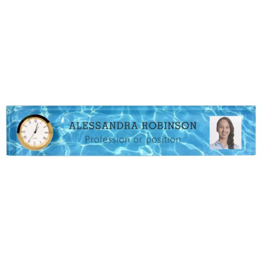 写真テンプレートウォーターテーマデスク名プレート デスクネームプレート (正面)