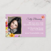 写真テンプレートエレガントワイルドフラワーズ金ゴールドラベンダー 名刺 (裏面)