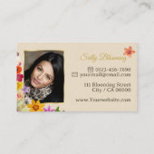 写真テンプレートエレガントワイルドフラワー金ゴールドクリームシック 名刺 (裏面)