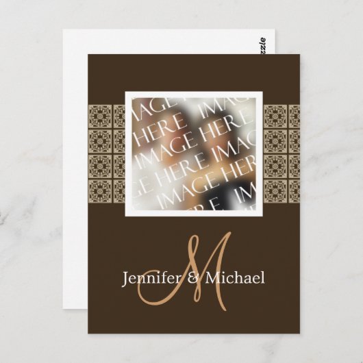 写真テンプレートカスタムモノグラム結婚の感謝 ポストカード (正面/裏面)