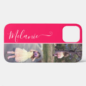 写真テンプレートカスタム2縦写真名ピンク Case-Mate iPhoneケース (裏面 (横))