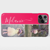 写真テンプレートカスタム2縦写真名ピンク iPhoneケース (裏面横)