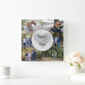 写真テンプレートカスタム6写真ファミリータイムグレースクエア スクエア壁時計 (ホーム)